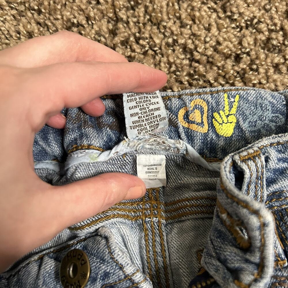 Vintage Y2K Girls Sz 8 Mudd Baby Flare Hippie Peace Sign Flare Jeans - Picture 7 of 16